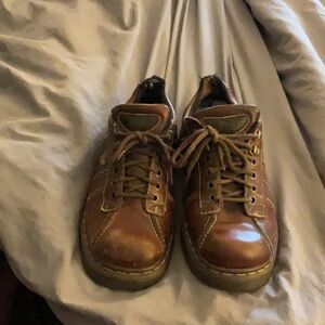 Brown Doc Marten shoes well loved but still lots of life left in them!